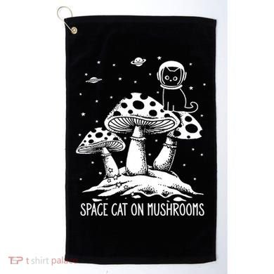 Space Cat On Mushrooms Golf Towel