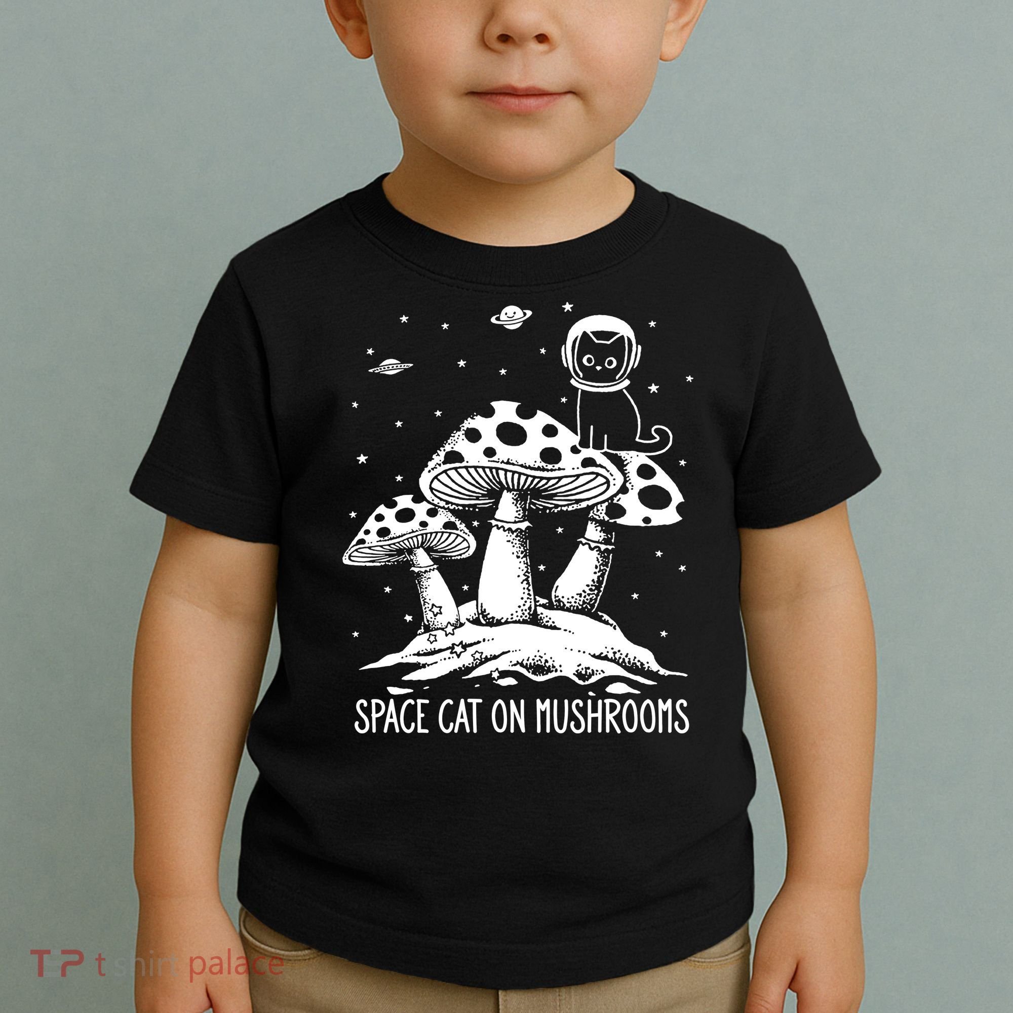 Space Cat On Mushrooms Toddler T-Shirt