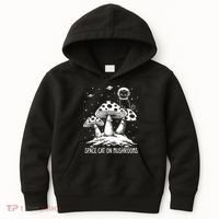 Space Cat On Mushrooms Kids Hoodie thumb 0