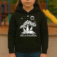 Space Cat On Mushrooms Kids Hoodie thumb 3
