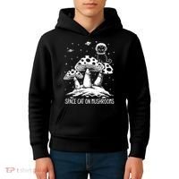 Space Cat On Mushrooms Kids Hoodie thumb 4