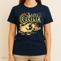 St Cecilia Of Rome Saint Of Music Catholic Guitar T-Shirt thumb 4