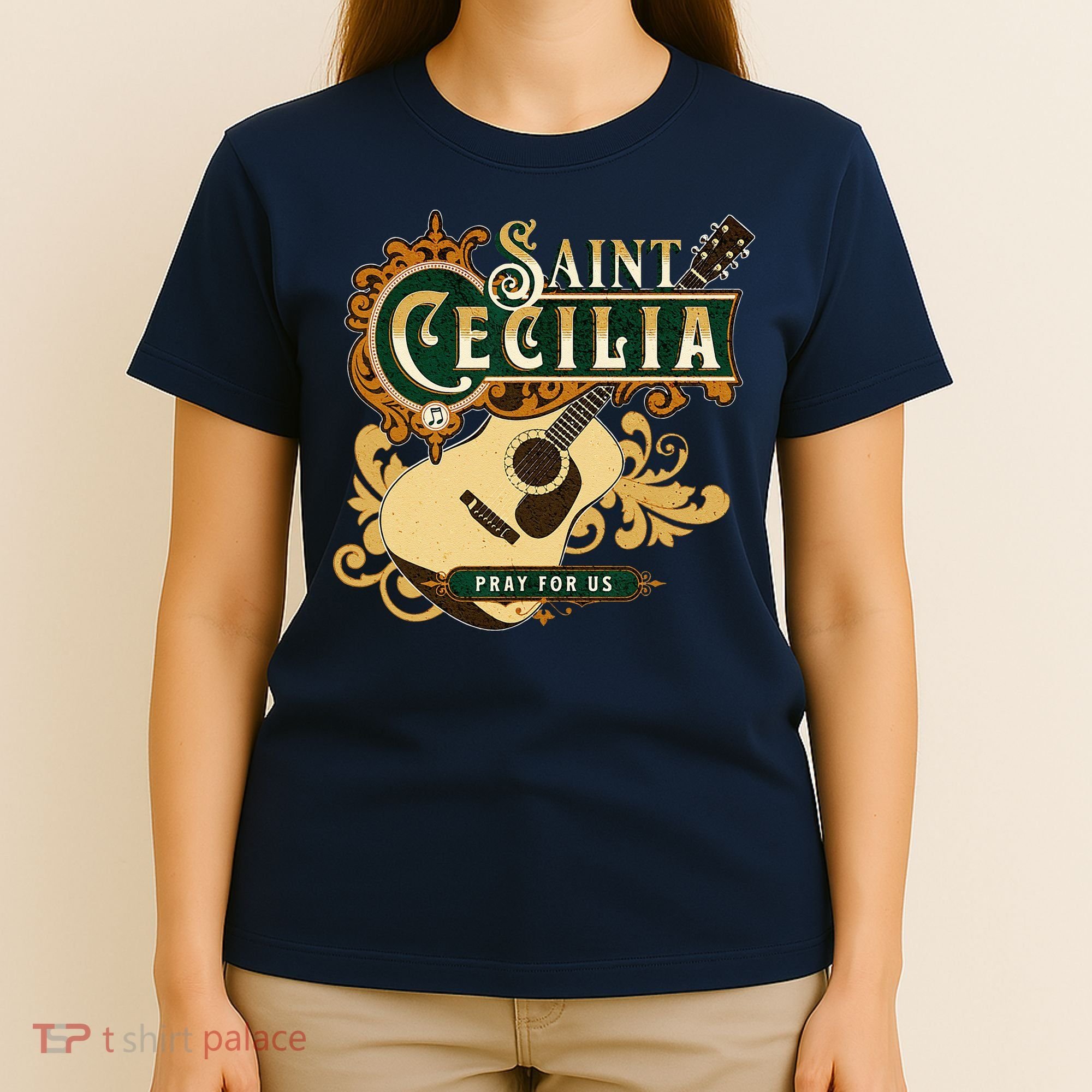 St Cecilia Of Rome Saint Of Music Catholic Guitar T-Shirt