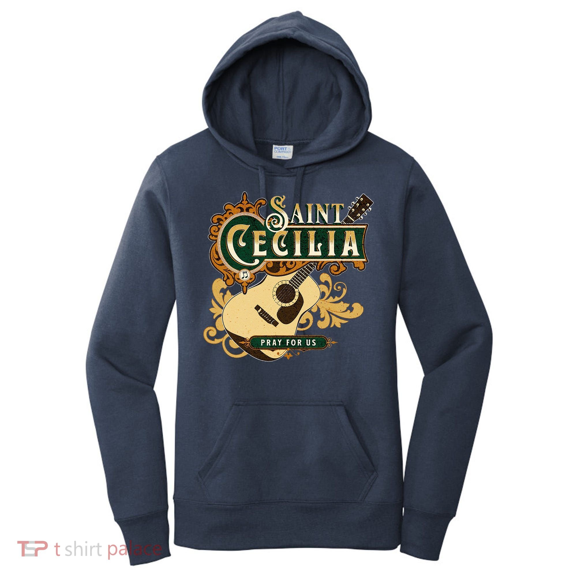 St Cecilia Of Rome Saint Of Music Catholic Guitar Women's Hoodie