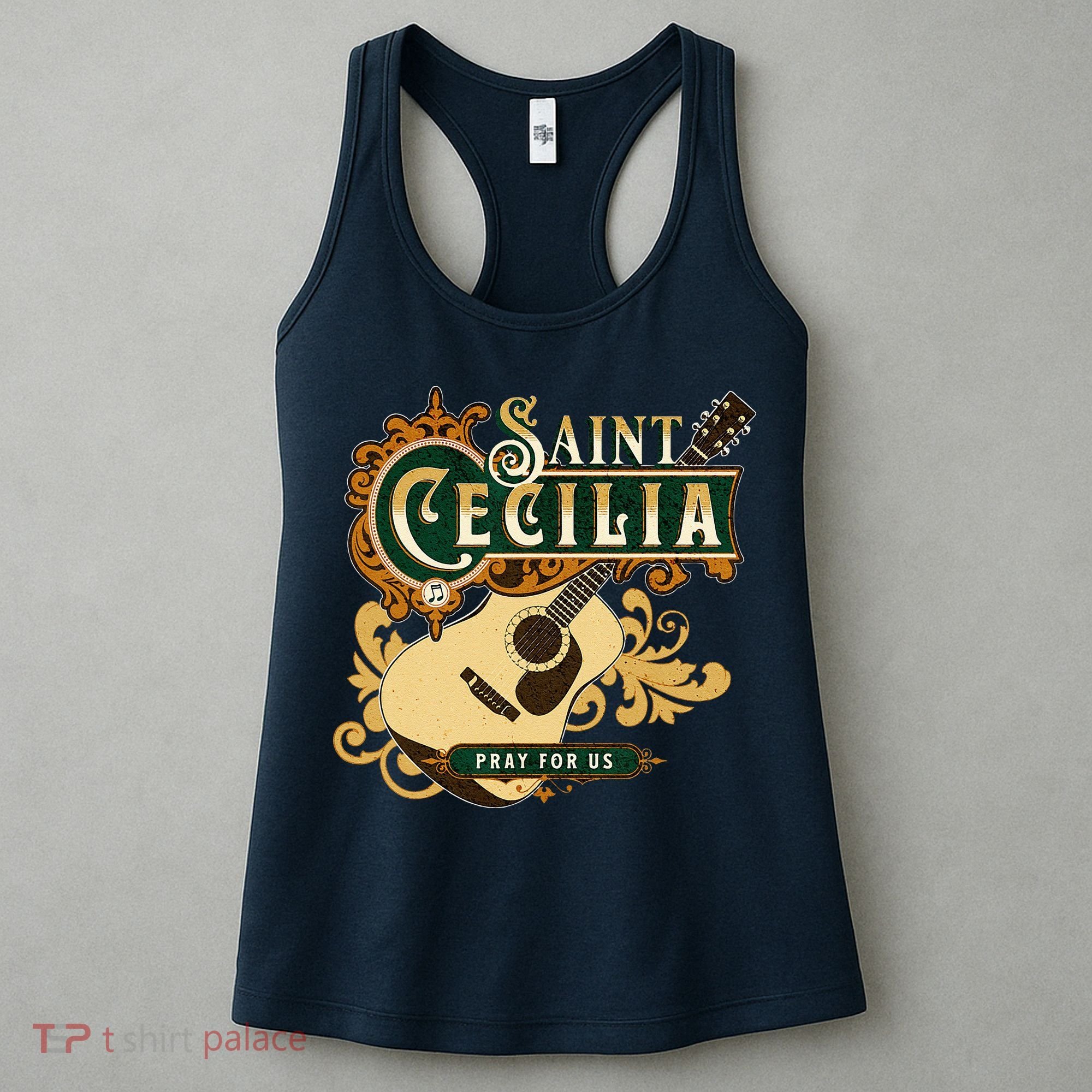 St Cecilia Of Rome Saint Of Music Catholic Guitar Women's Tank Top