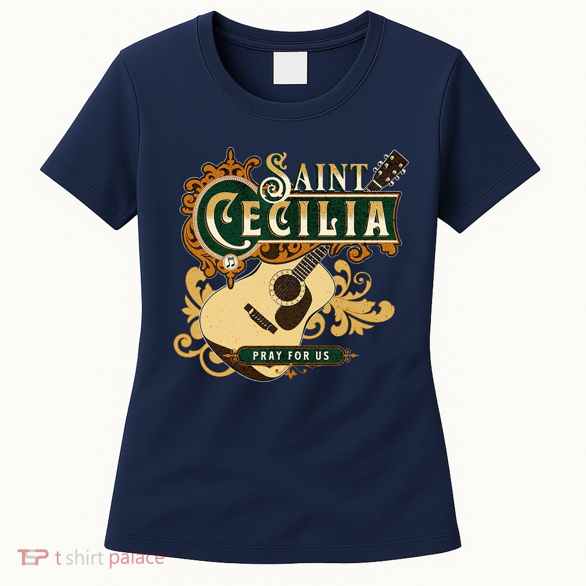 St Cecilia Of Rome Saint Of Music Catholic Guitar Women's T-Shirt