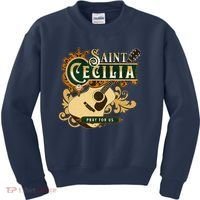 St Cecilia Of Rome Saint Of Music Catholic Guitar Kids Sweatshirt thumb 0