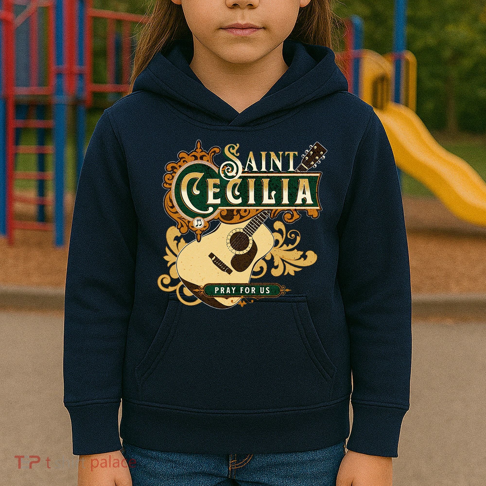St Cecilia Of Rome Saint Of Music Catholic Guitar Kids Hoodie