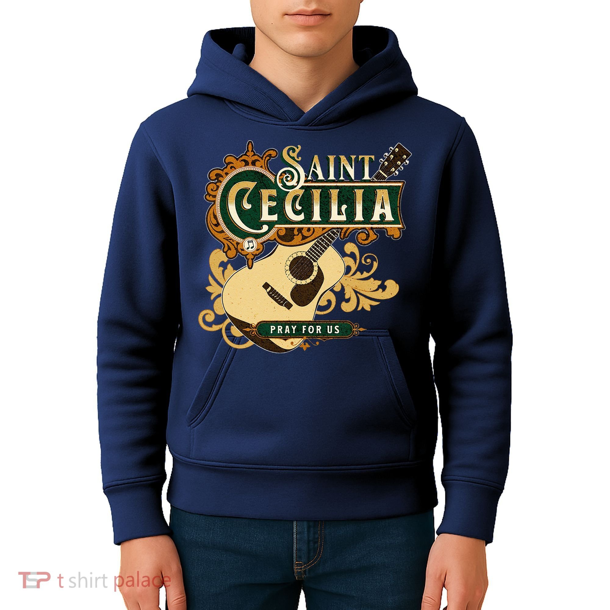 St Cecilia Of Rome Saint Of Music Catholic Guitar Kids Hoodie