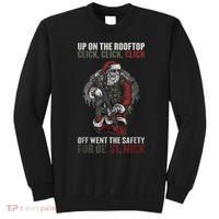 Santa Claus On The Rooftop Funny Tactical Safety Christmas Sweatshirt thumb 0