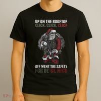 Santa Claus On The Rooftop Funny Tactical Safety Christmas T-Shirt thumb 3