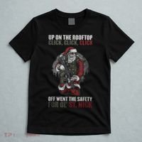 Santa Claus On The Rooftop Funny Tactical Safety Christmas T-Shirt thumb 5