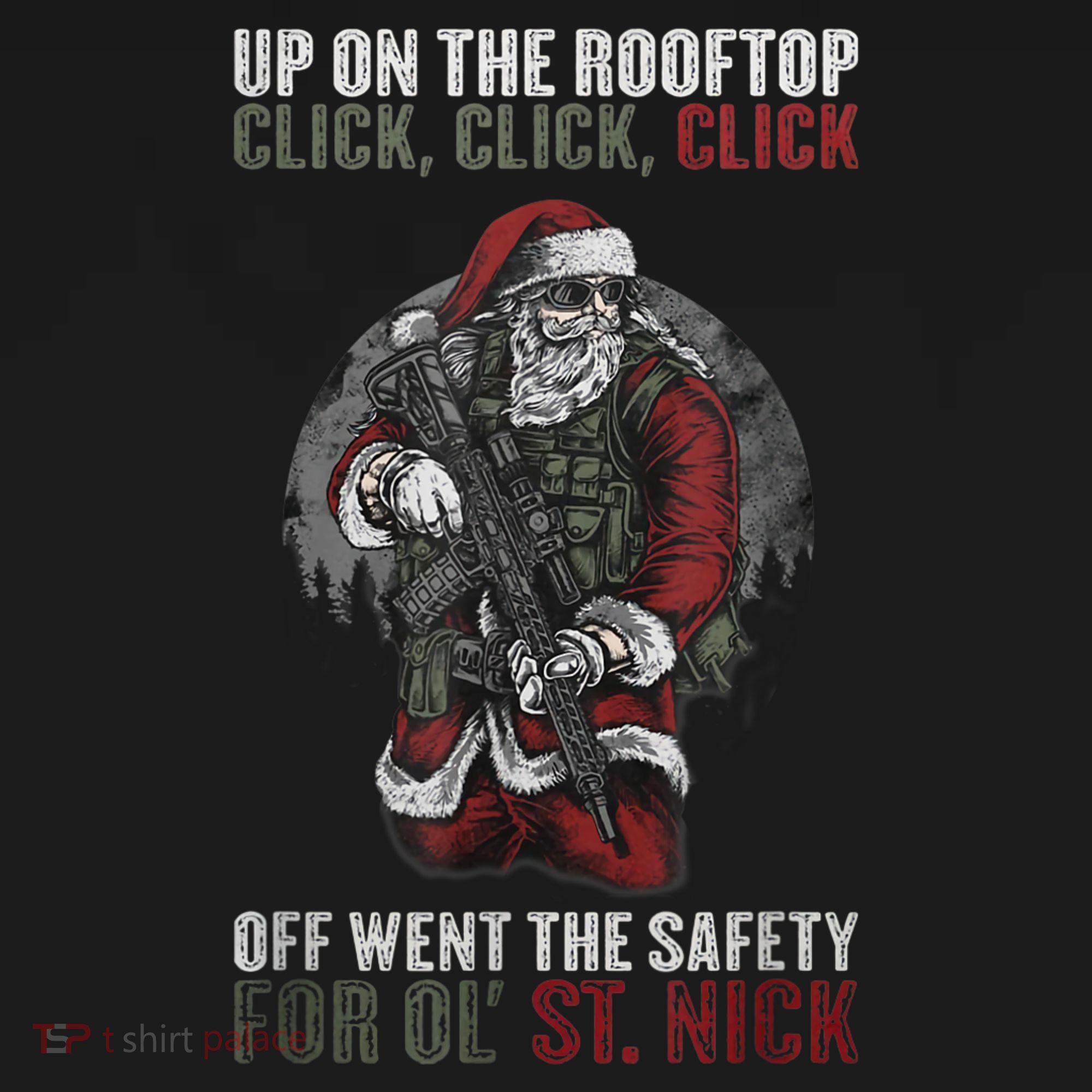 Santa Claus On The Rooftop Funny Tactical Safety Christmas Women's Tank Top