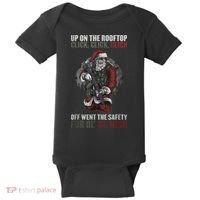 Santa Claus On The Rooftop Funny Tactical Safety Christmas Baby Bodysuit thumb 0