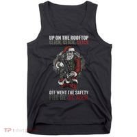 Santa Claus On The Rooftop Funny Tactical Safety Christmas Tank Top thumb 0