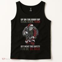 Santa Claus On The Rooftop Funny Tactical Safety Christmas Tank Top thumb 2
