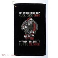 Santa Claus On The Rooftop Funny Tactical Safety Christmas Golf Towel thumb 0