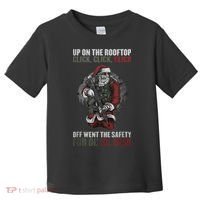 Santa Claus On The Rooftop Funny Tactical Safety Christmas Toddler T-Shirt thumb 0