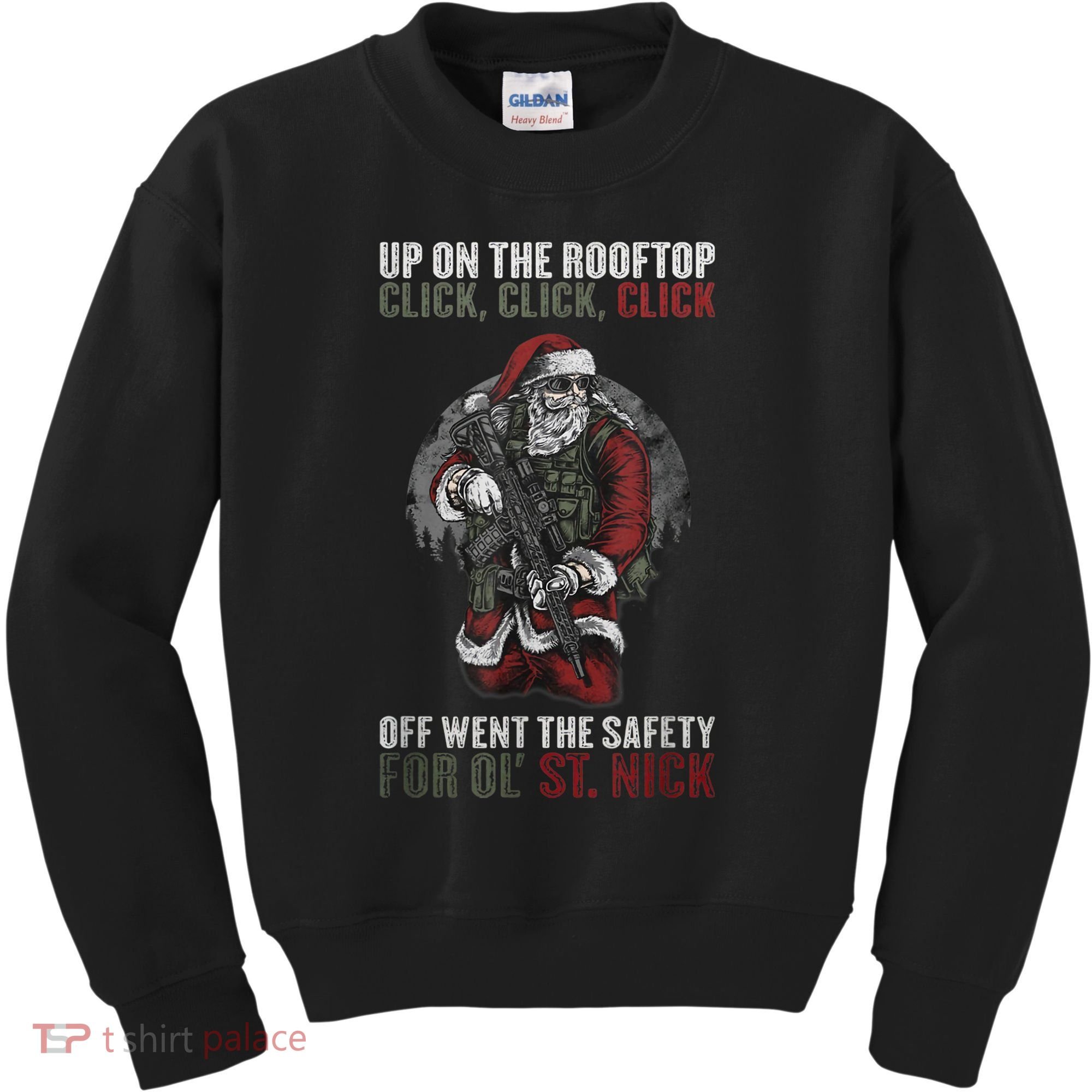 Santa Claus On The Rooftop Funny Tactical Safety Christmas Kids Sweatshirt