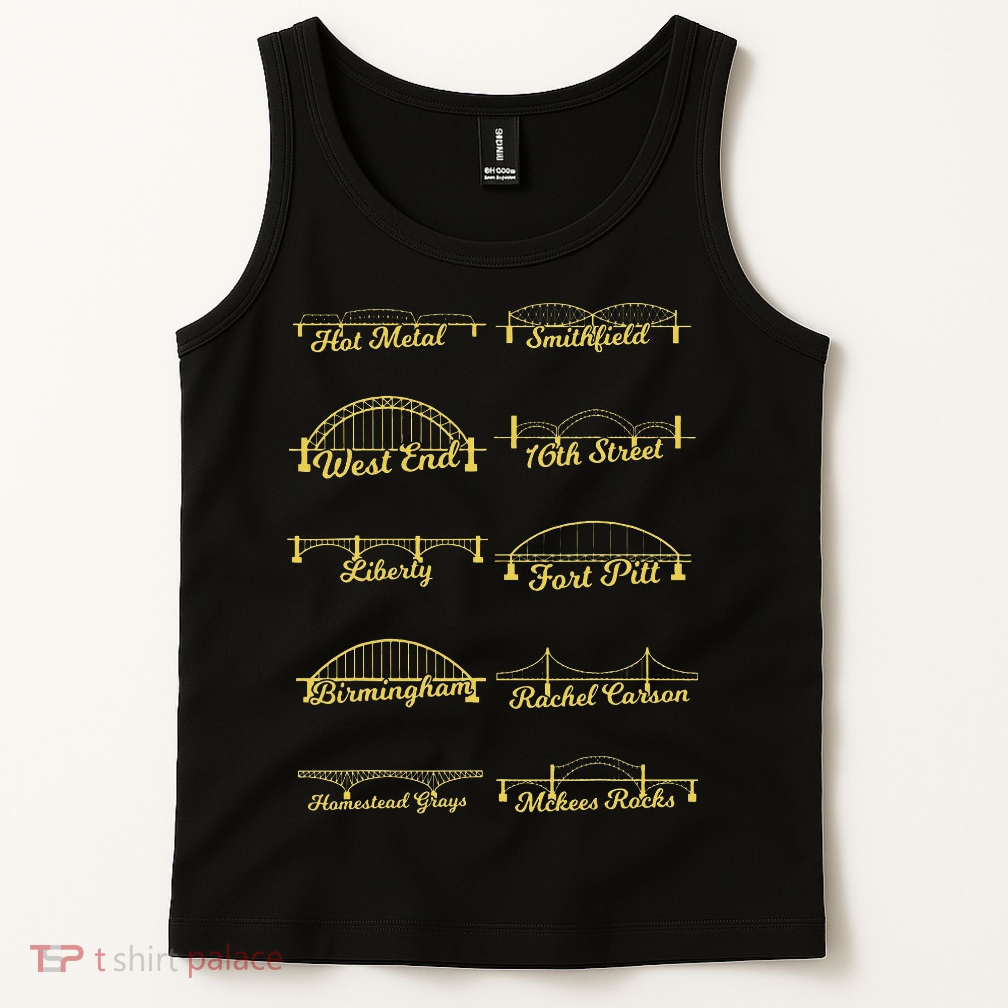 Steel City of Pittsburgh Bridges 412 Black and Yellow PGH Tank Top