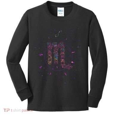 Scorpio Floral Zodiac Kids Long Sleeve Shirt