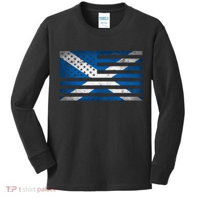 Scottish American Flag Kids Long Sleeve Shirt