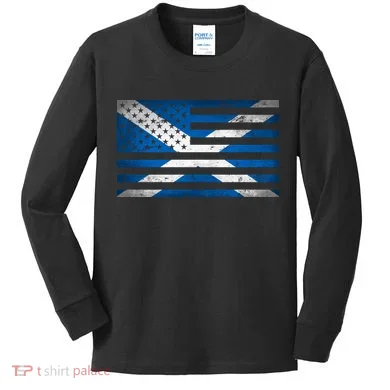 Scottish American Flag Kids Long Sleeve Shirt
