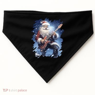 Santa Claus Playing Guitar USA-Made Doggie Bandana