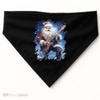 Santa Claus Playing Guitar USA-Made Doggie Bandana thumb 0