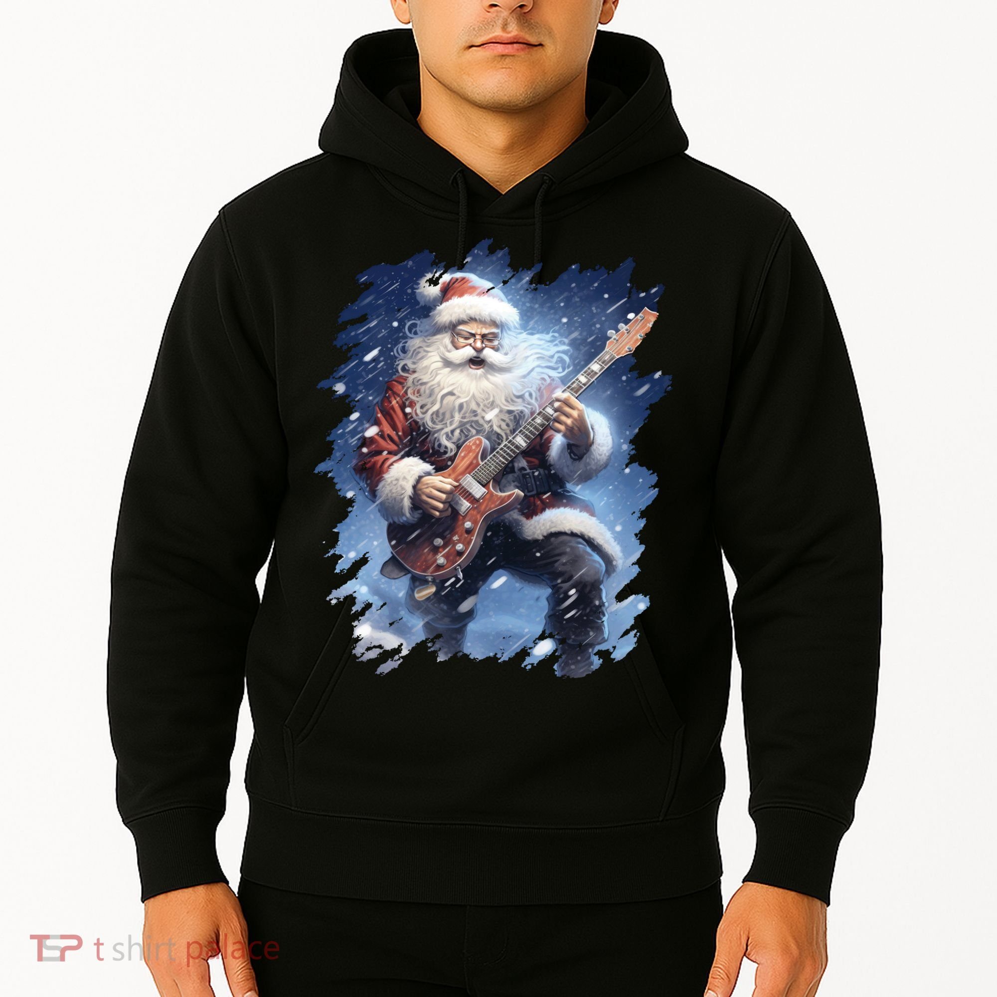 Santa Claus Playing Guitar Hoodie