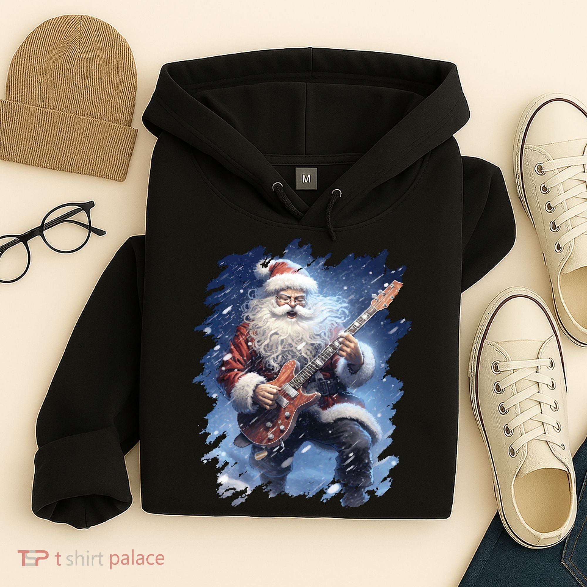 Santa Claus Playing Guitar Hoodie