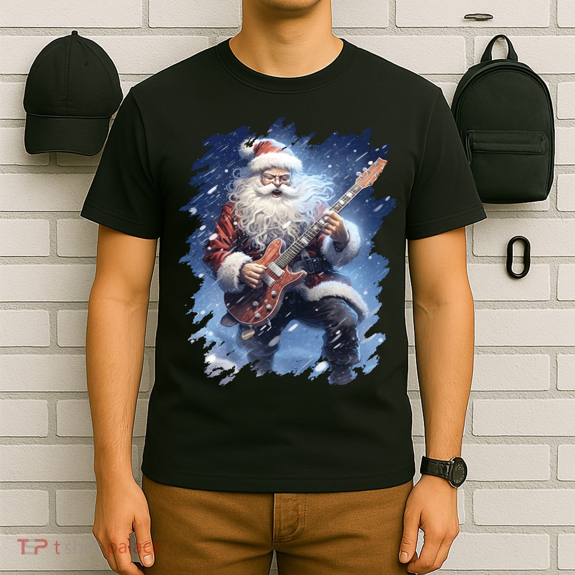 Santa Claus Playing Guitar T-Shirt