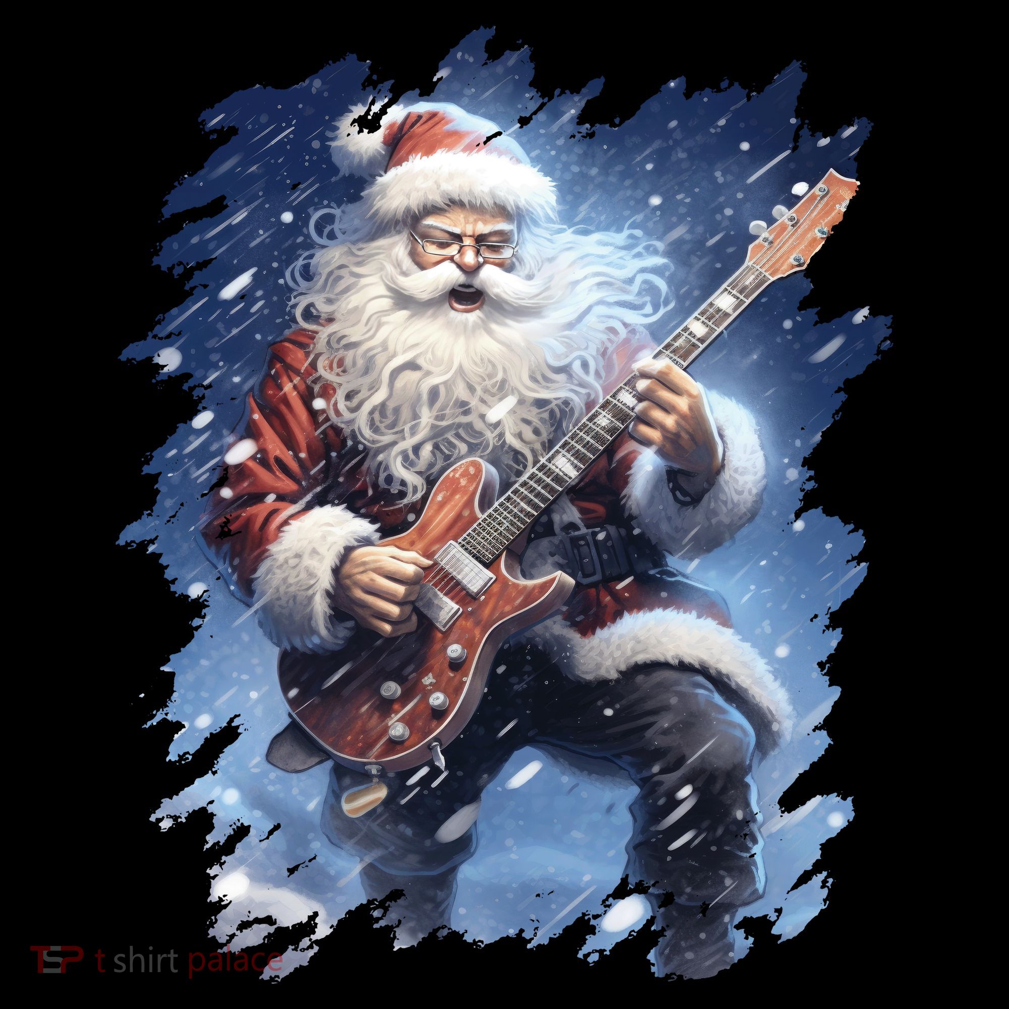 Santa Claus Playing Guitar T-Shirt