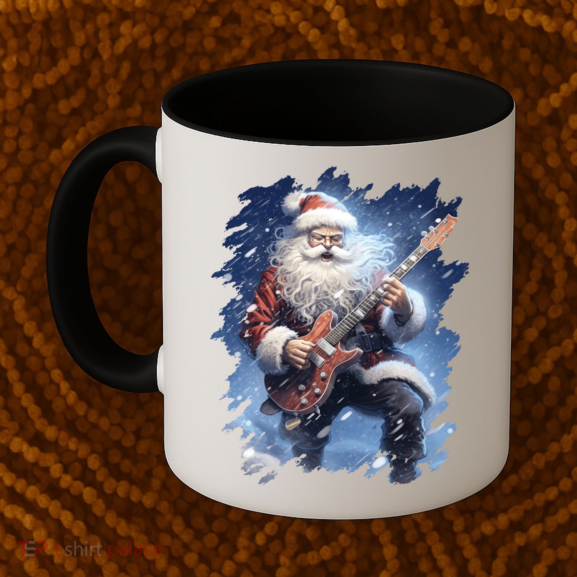 Santa Claus Playing Guitar Coffee Mug