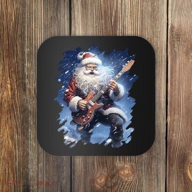 Santa Claus Playing Guitar Coaster
