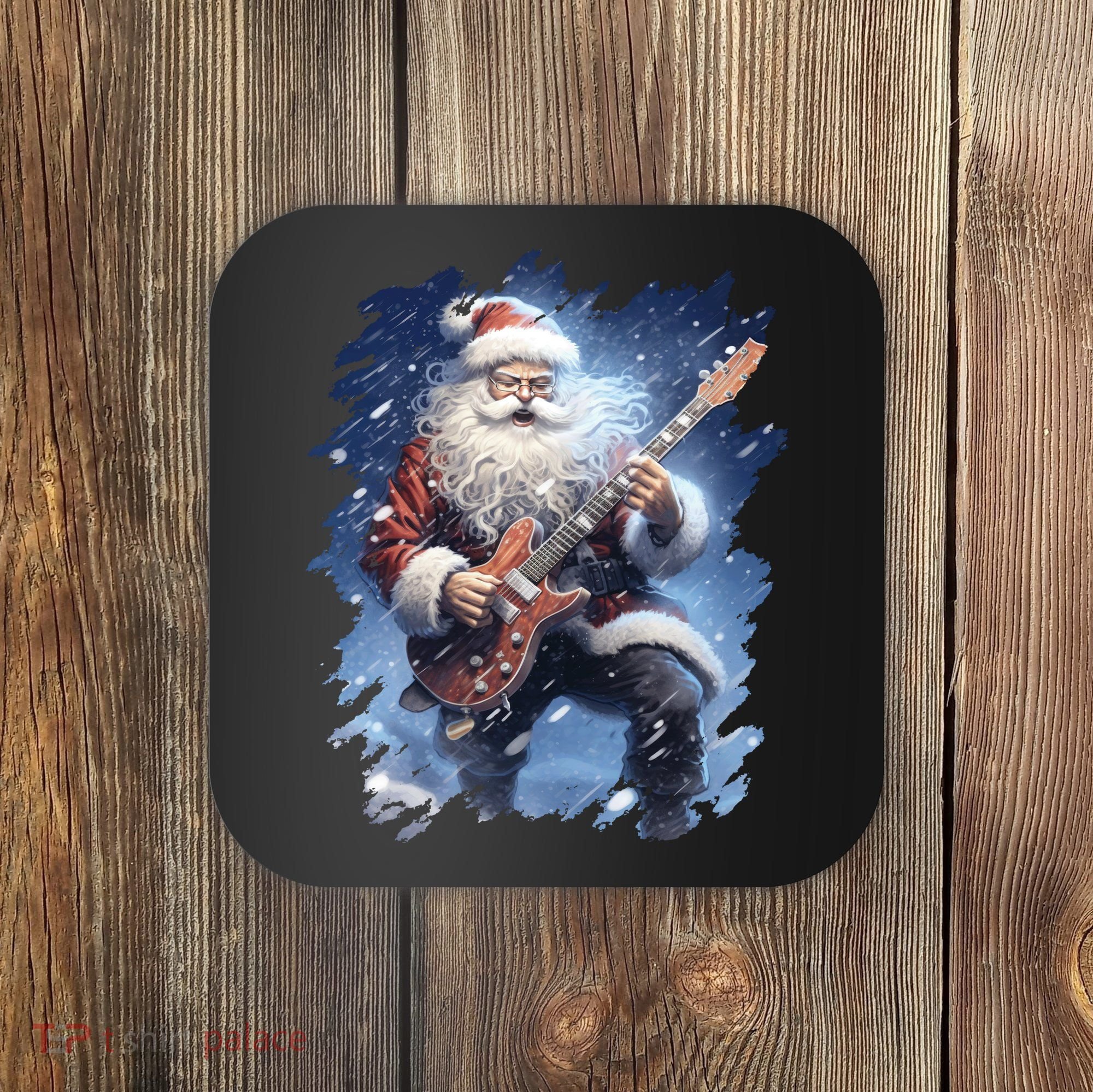 Santa Claus Playing Guitar Coaster