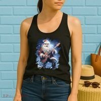 Santa Claus Playing Guitar Women's Tank Top thumb 2