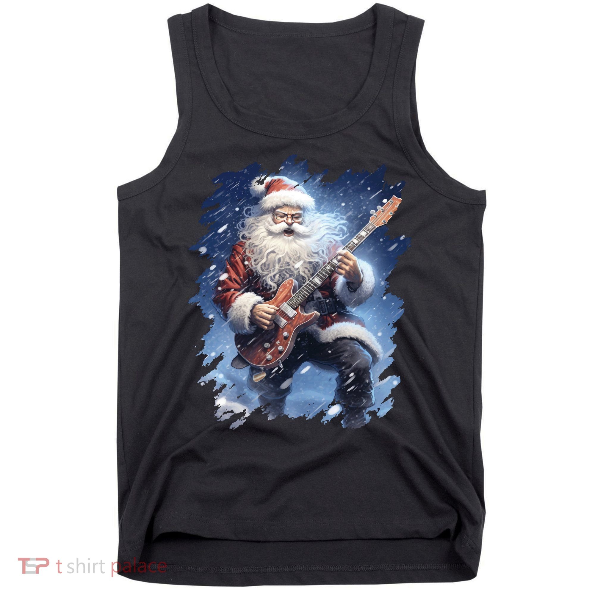 Santa Claus Playing Guitar Tank Top