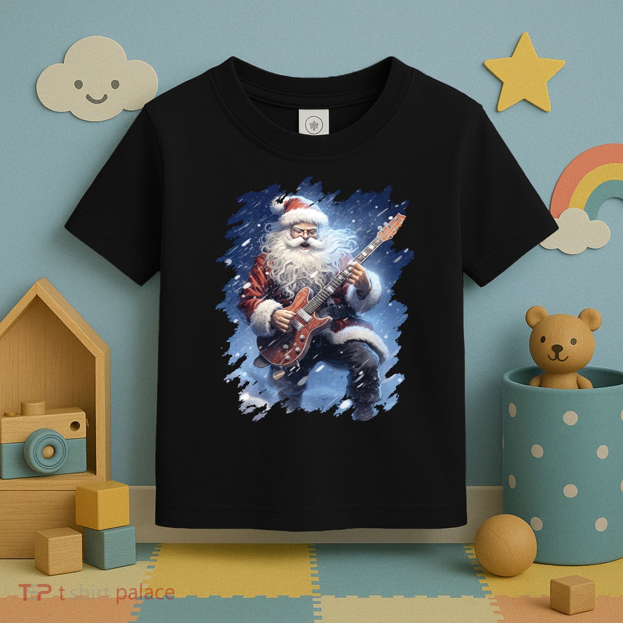 Santa Claus Playing Guitar Toddler T-Shirt
