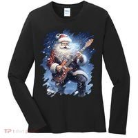 Santa Claus Playing Guitar Women's Long Sleeve Shirt thumb 0