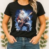Santa Claus Playing Guitar Women's T-Shirt thumb 2