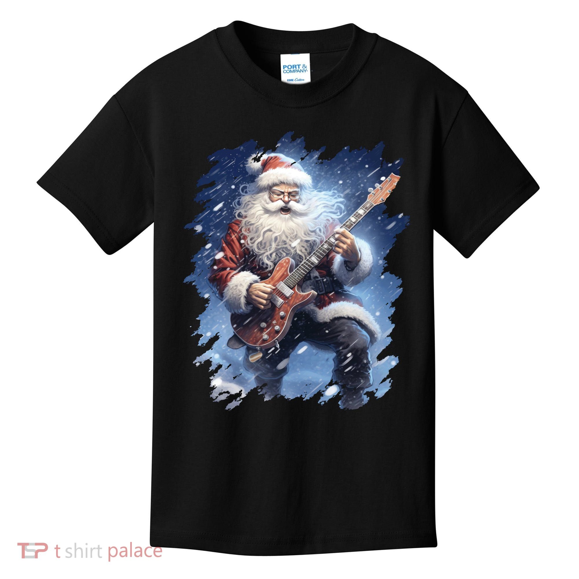 Santa Claus Playing Guitar Kids T-Shirt