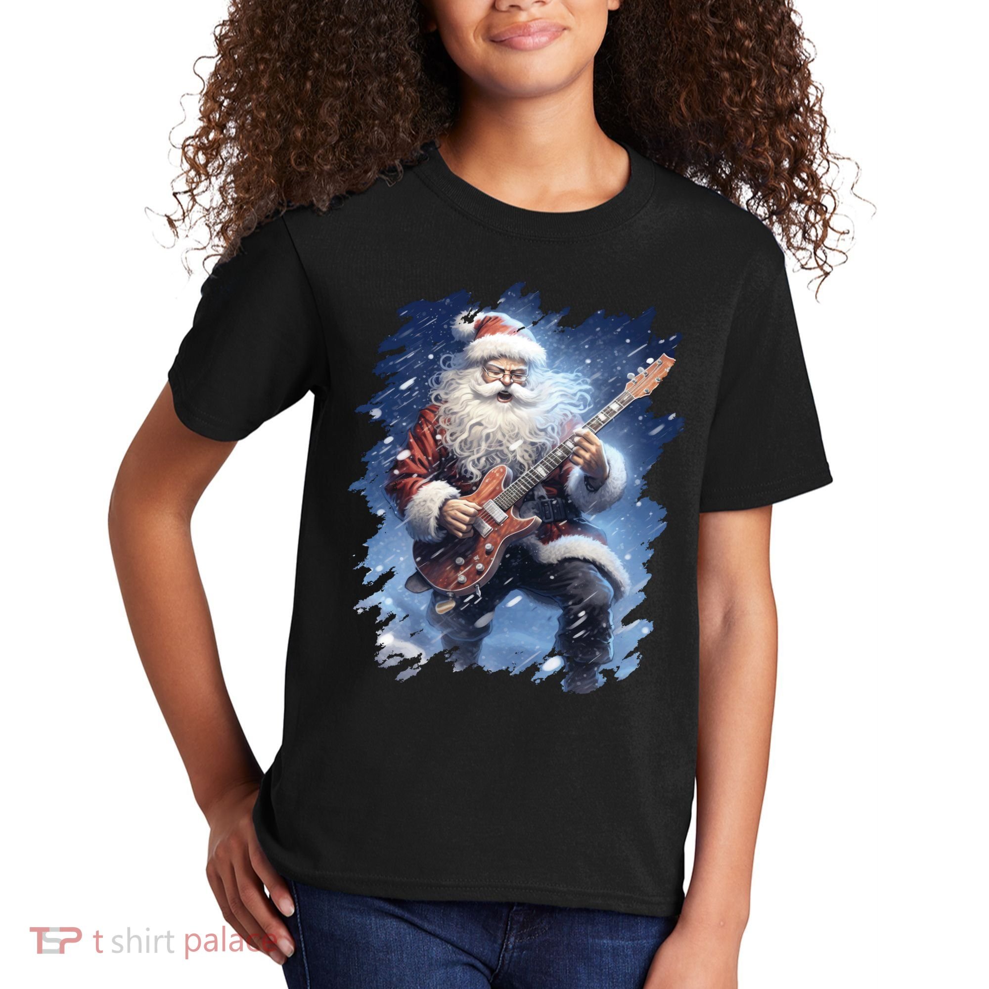 Santa Claus Playing Guitar Kids T-Shirt