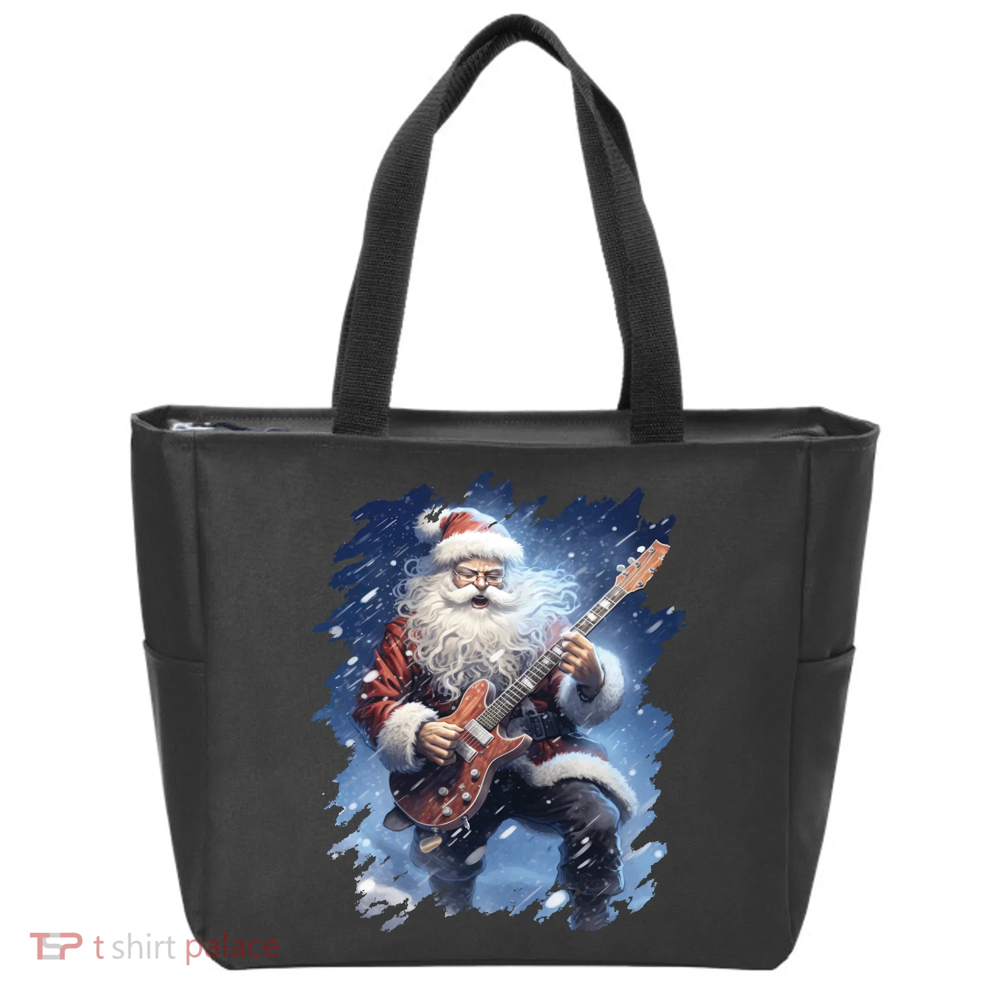 Santa Claus Playing Guitar Tote Bag