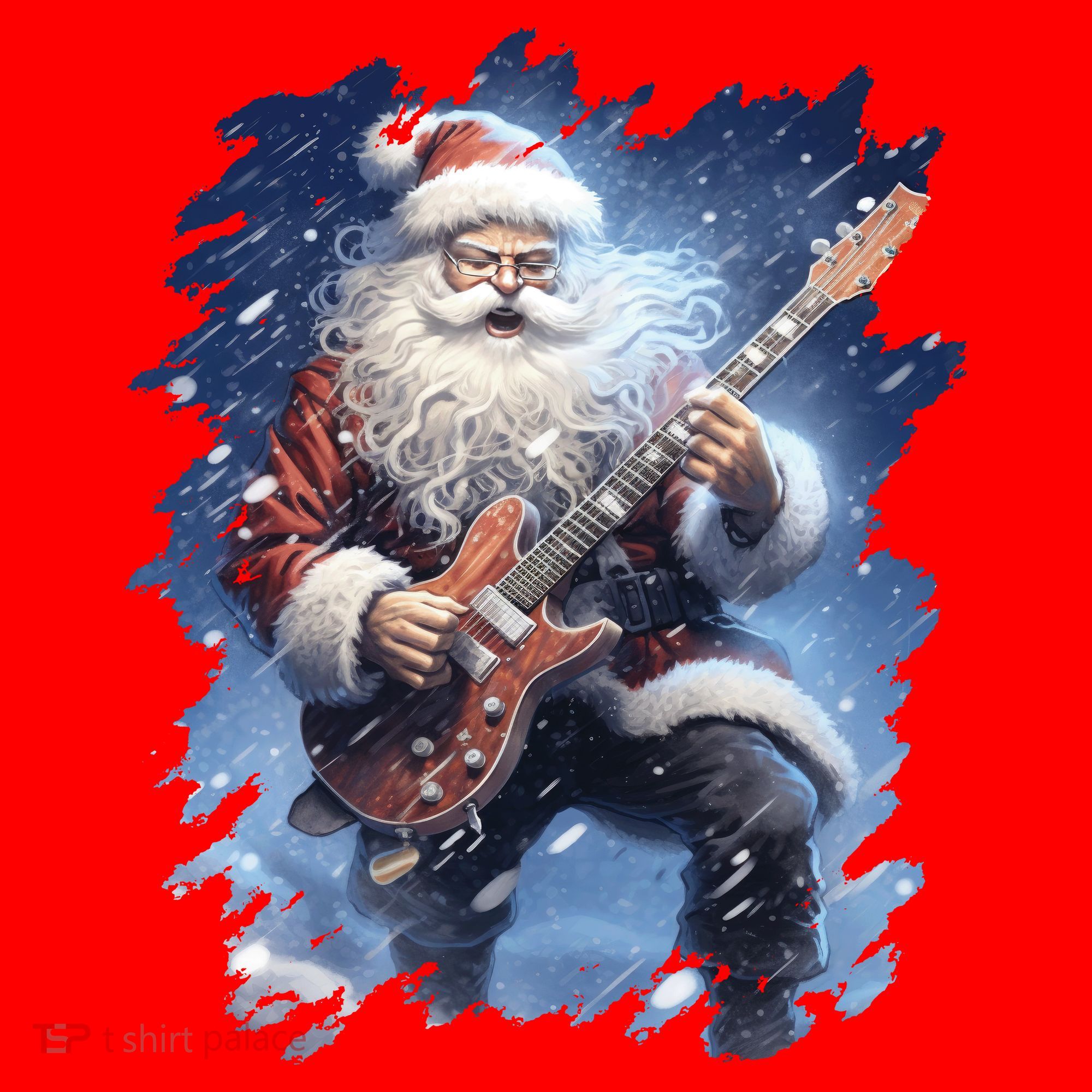 Santa Claus Playing Guitar Santa Hat