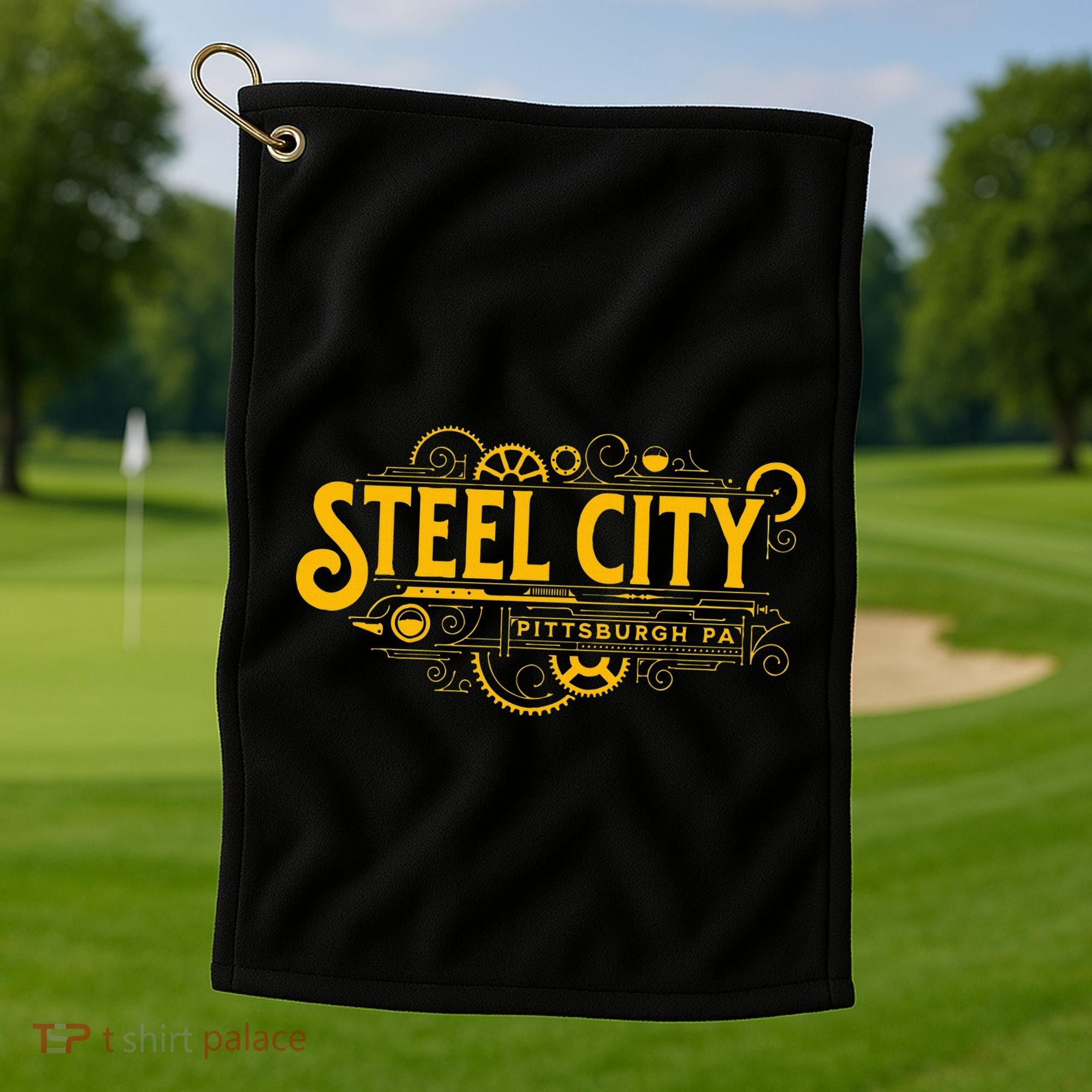 Steel City Pittsburgh Pennsylvania 412 Home Retro Golf Towel