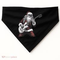 Santa Claus Playing Guitar Rock And Roll Christmas Gift USA-Made Doggie Bandana thumb 0