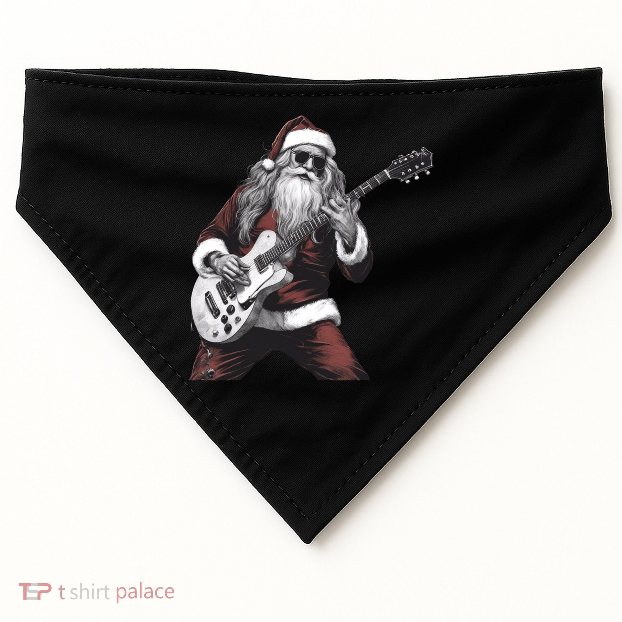 Santa Claus Playing Guitar Rock And Roll Christmas Gift USA-Made Doggie Bandana