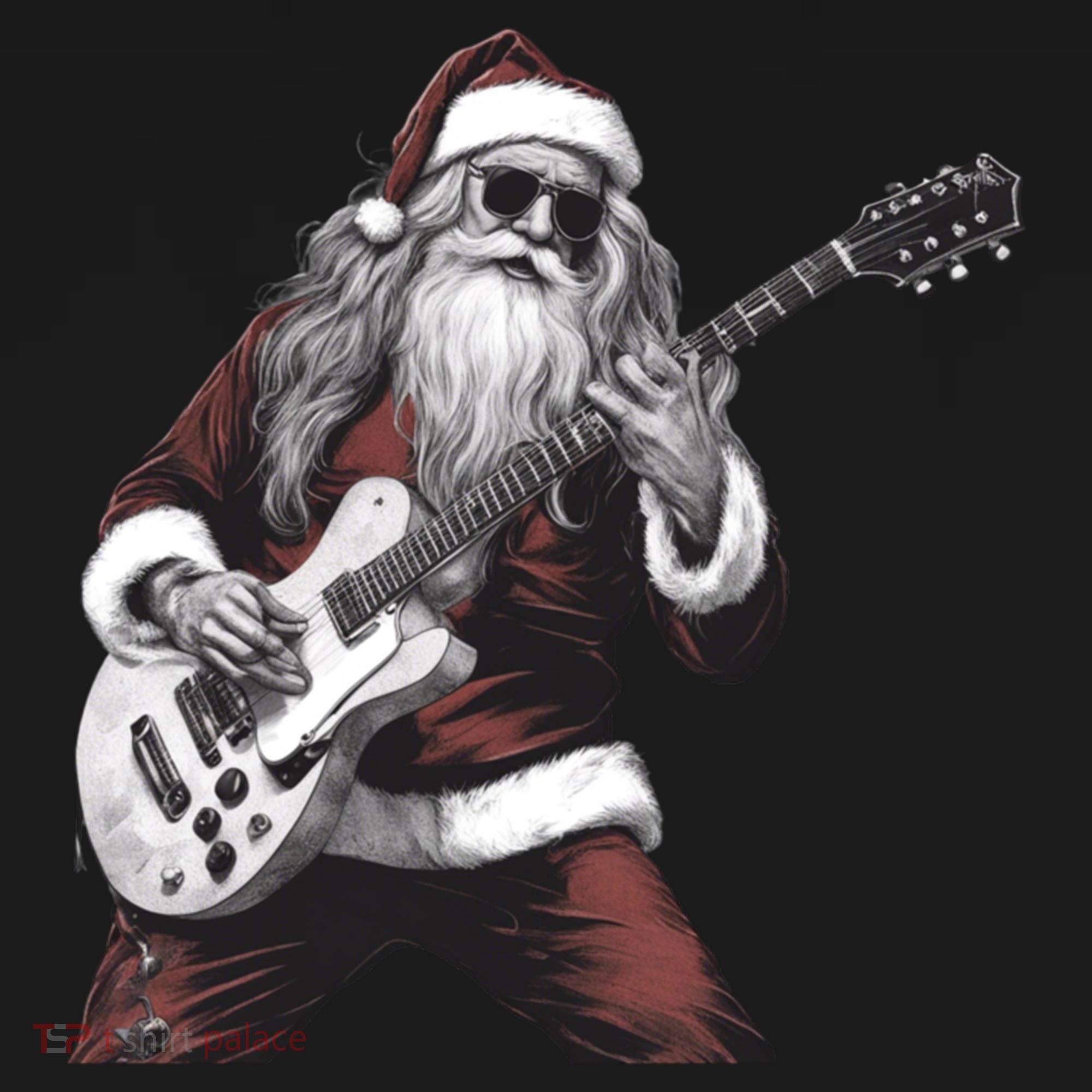 Santa Claus Playing Guitar Rock And Roll Christmas Gift Bucket Hat