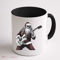 Santa Claus Playing Guitar Rock And Roll Christmas Gift Coffee Mug thumb 1